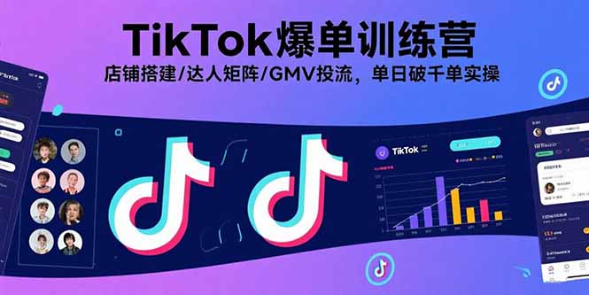 TikTok爆单训练营，店铺搭建/达人矩阵/GMV投流，单日破千单实操-117资源网