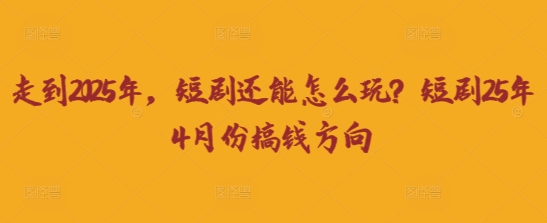 走到2025年，短剧还能怎么玩？短剧25年4月份搞钱方向-117资源网
