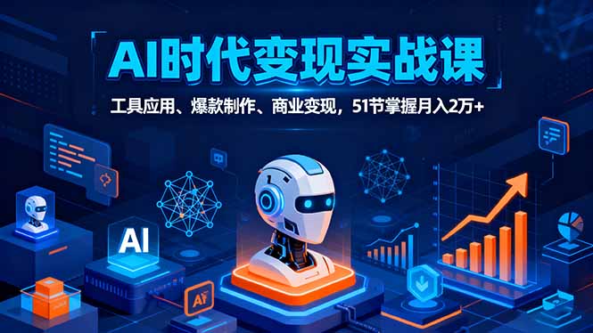 AI时代全场景实战课，工具应用、爆款制作、商业变现，51节掌握月入2万+-117资源网