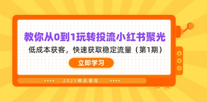 教你从0到1玩转投流小红书聚光，低成本获客，快速获取稳定流量(第1期-117资源网