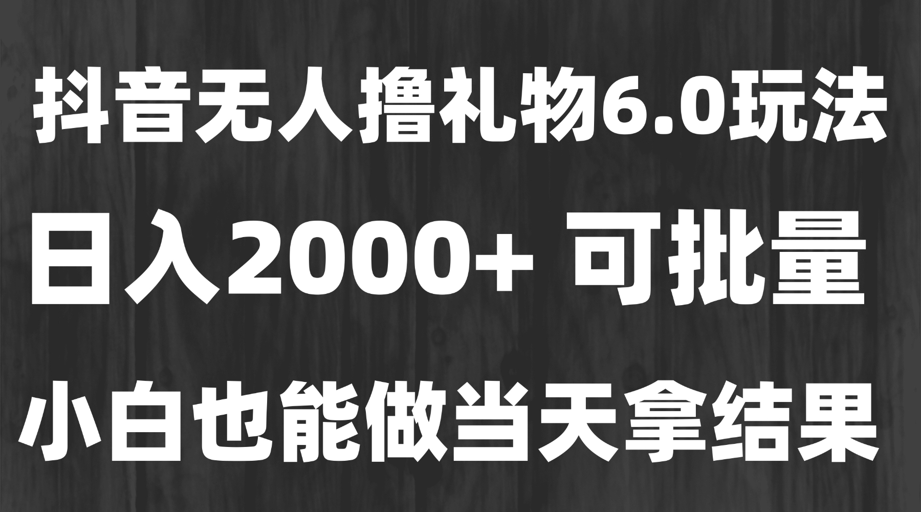 最新风口暴力撸金技术，无人撸礼物，长期稳定 一天收益2000+，小白当天…-117资源网
