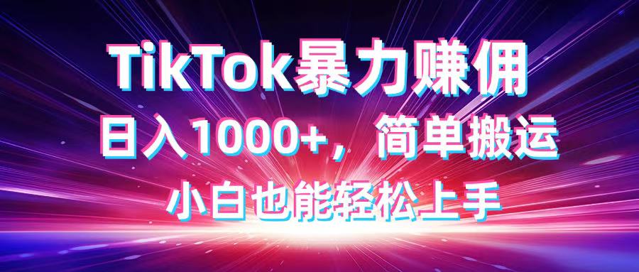 TikTok搬运暴力赚佣，日入1000+，简单搬运，小白也能轻松上手-117资源网
