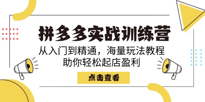 拼多多实战训练营，从入门到精通，海量玩法教程，助你轻松起店盈利-117资源网