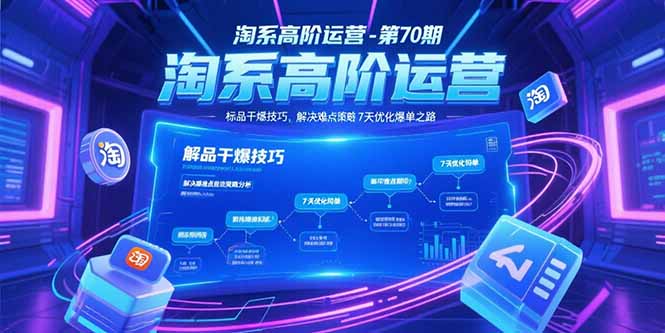 淘系高阶运营-第70期，标品干爆技巧，解决难点策略，大佬操盘方法-117资源网