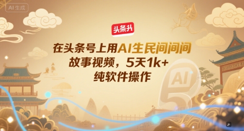 在头条号上用AI生民间故事视频，5天1k+，纯软件操作-117资源网