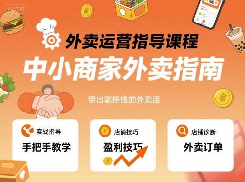 外卖运营指导课程，中小商家外卖指南，手把手带出能挣钱的外卖店-117资源网