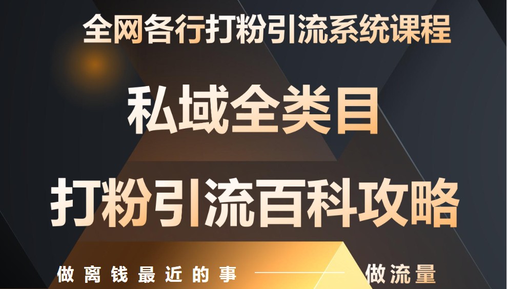 月入9万：全网唯一私域打粉引流神课，零基础手把手带你引流变现-117资源网