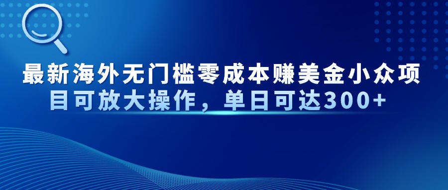 最新海外无门槛零成本赚美金小众项目可放大操作，单日可达300+-117资源网