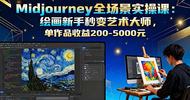 Midjourney全场景实操课：绘画新手秒变艺术大师，单作品收益200-5000元-117资源网