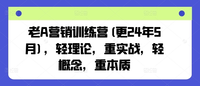 老A营销训练营(更25年6月)，轻理论，重实战，轻概念，重本质-117资源网
