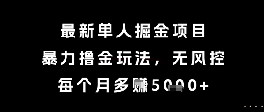 最新单人掘金项目，暴力撸金玩法，无风控，每个月多挣5k+【揭秘】-117资源网