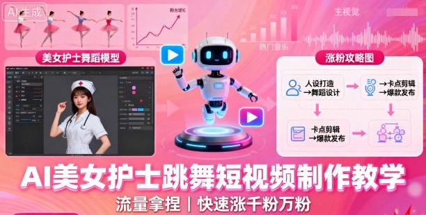 AI美女护士跳舞短视频制作教学，流量拿捏，快速涨千粉万粉【提示词+视频教程】-117资源网