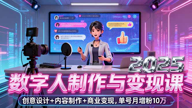 2025数字人制作与变现课，创意设计+内容制作+商业变现，单号月增粉10万+-117资源网