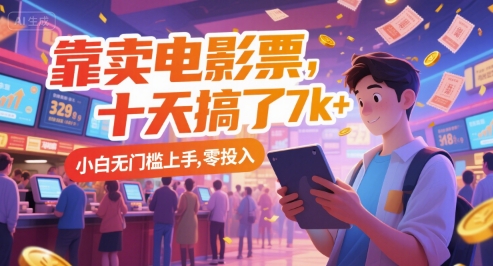 靠卖电影票，十天搞了7k+，小白无门槛上手，零投入【揭秘】-117资源网