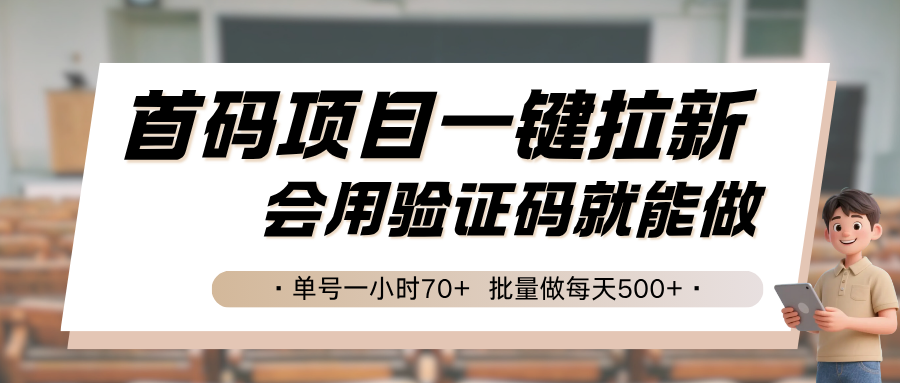 首码项目一键拉新，会用验证码就能做 单号一小时70+，批量做每天500+-117资源网