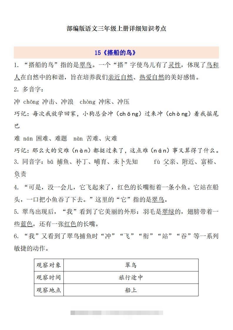 三（上）语文第5单元自编知识点-117资源网