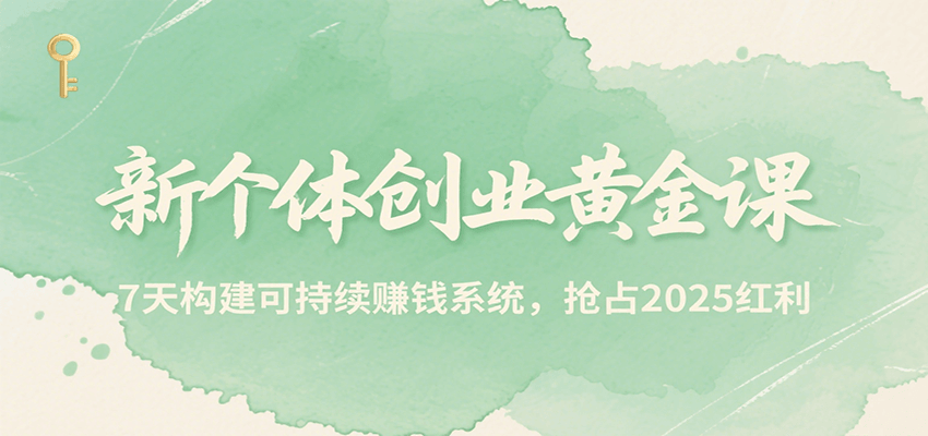 新个体创业黄金课，7天构建可持续赚钱系统，抢占2025红利-117资源网