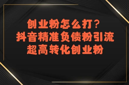 创业粉怎么打？抖音精准负债粉引流，超高转化创业粉-117资源网