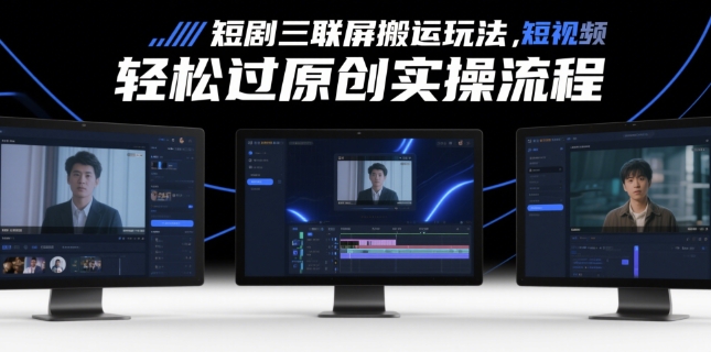 短剧三联屏搬运玩法，短剧搬运轻松过原创实操流程-117资源网