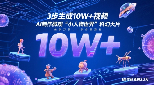 3步生成10W+视频，AI制作微观“小人物世界”科幻大片，条条万赞，1条作品涨粉2.3W-117资源网