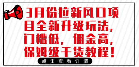 3月份拉新风口项目全新升级玩法，门槛低，佣金高，保姆级干货教程-117资源网