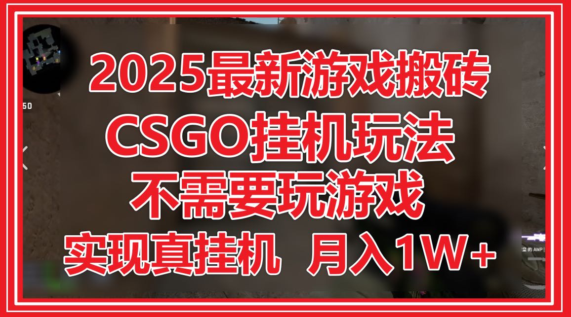 2025最新游戏搬砖，CSGO挂机，不需要玩游戏，实现真挂机，月入1W+-117资源网