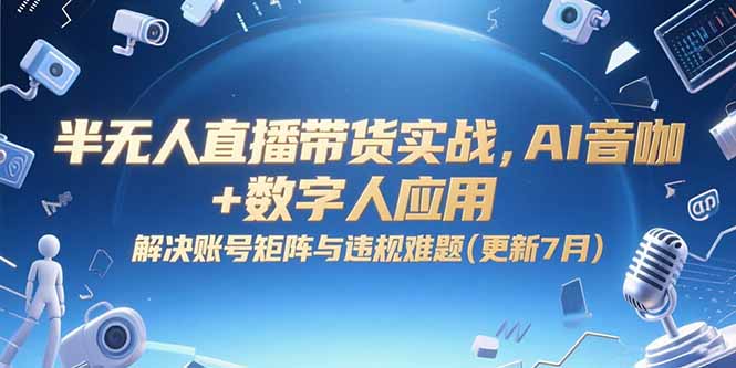 半无人直播带货实战，AI音咖+数字人应用 解决账号矩阵与违规难题(更新7月-117资源网