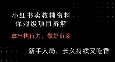 小红书卖小学教辅资料  保姆级项目拆解  1次课程彻底讲清楚!-117资源网