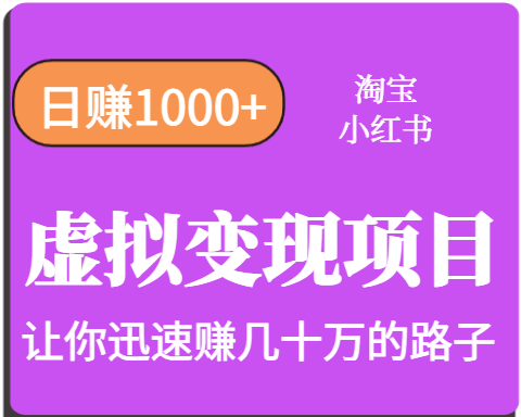 淘宝OR小红书虚拟变现，日赚1000+，多账号操作年收入几十W不等-117资源网