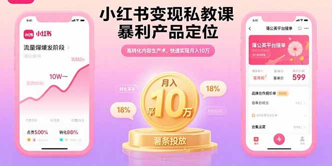 小红书变现私教课，暴利产品定位，高转化内容生产术，快速实现月入10万-117资源网