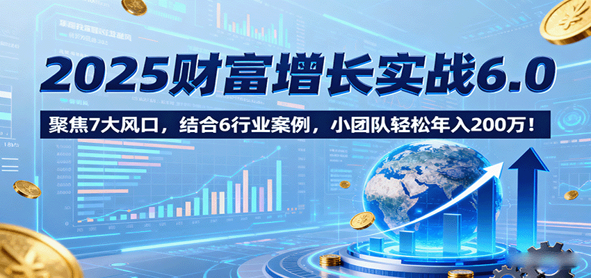 2025财富增长实战6.0，聚焦7大风口，结合6行业案例，小团队轻松年入200万！-117资源网
