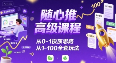 随心推高级课程，从0-1投放思路，也有从1-100的全套玩法-117资源网