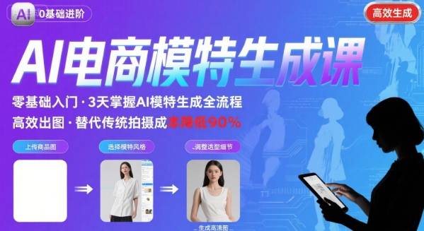AI模特进阶课程，0基础高效生成逼真电商模特图-117资源网