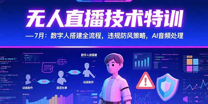 无人直播技术特训-7月：数字人搭建全流程，违规防风策略，AI音频处理-117资源网