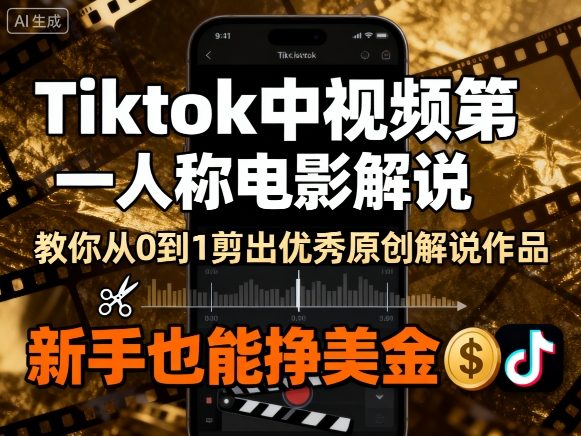 Tiktok中视频第一人称电影解说，教你从0到1剪出一个优秀的原创解说作品，新手也能挣美金-117资源网