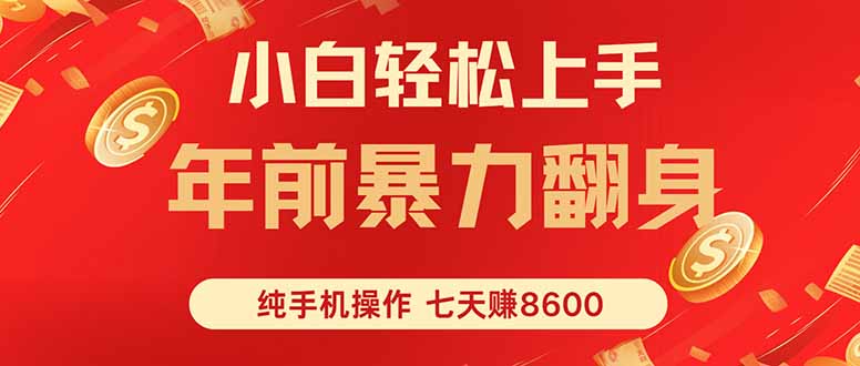 七天狂赚8600，小白纯手机操作，日入1000+-117资源网