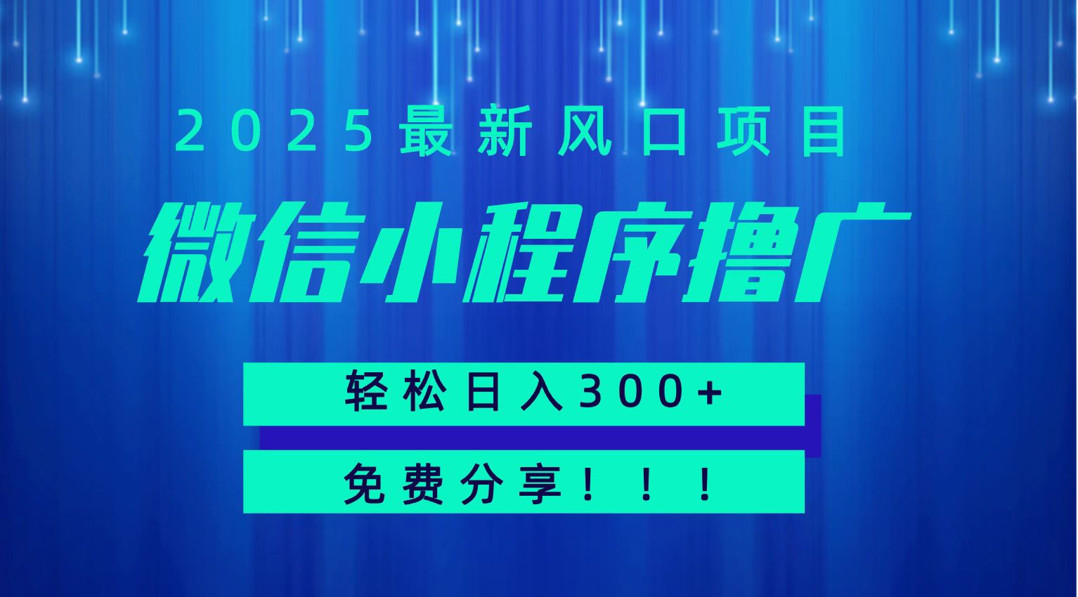 微信小程序撸广，最新风口项目，日入300+ 免费分享 可批量操作 小白可轻松上手！！-117资源网