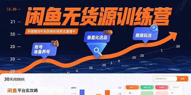 闲鱼无货源训练营：账号准备养号/垂直化选品/黑搜玩法，0基础30天盈利指南-117资源网