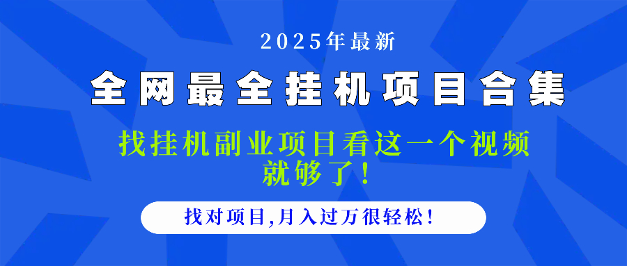 2025最全挂机项目合集 找项目看这一个视频就够了，做对项目月入过万很…-117资源网