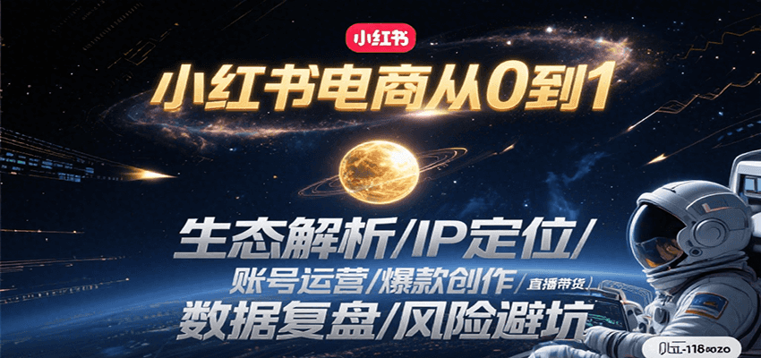 小红书电商从0到1：生态解析/IP定位/ 账号运营/爆款创作/直播带货/数据复盘/风险避坑-117资源网