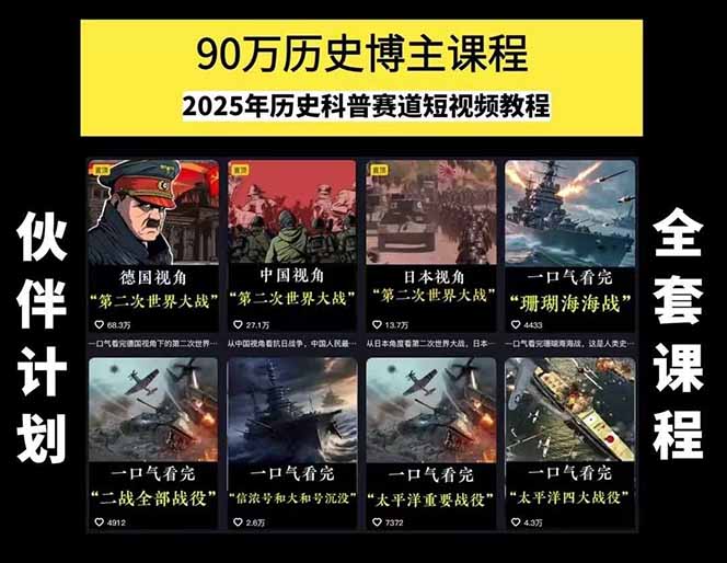 图片[1]-历史短视频赛道变现课，百集素材库应用，文案剪辑技巧，账号运营全案-117资源网