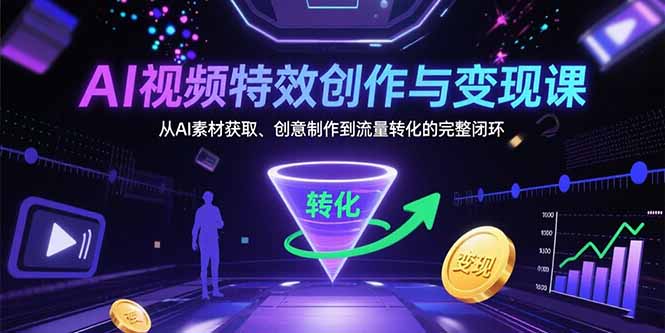 AI视频特效创作与变现课：从AI素材获取、创意制作到流量转化的完整闭环-117资源网