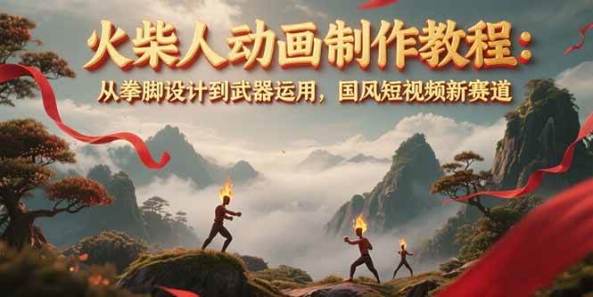 火柴人动画制作教程：从拳脚设计到武器运用，国风短视频新赛道-117资源网