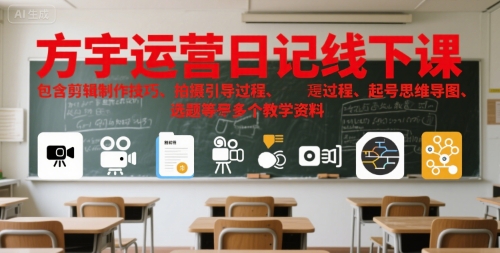 方宇运营日记线下课，包含剪辑制作技巧、拍摄引导过程、起号思维导图、选题等多个教学资料-117资源网