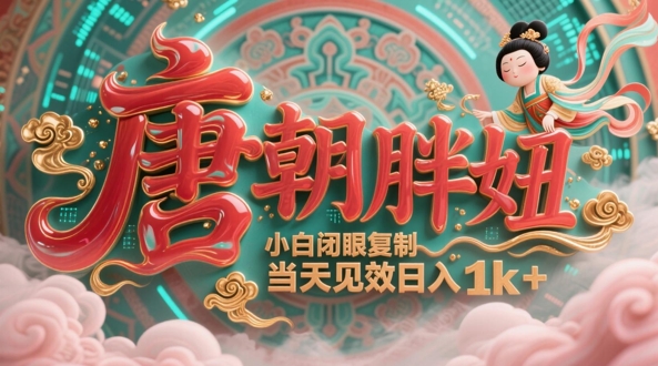 用AI克隆“唐朝胖妞”日更3条，平台疯狂推流，小白闭眼复制，当天见效，日入1k+-117资源网