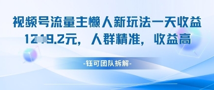 视频号流量主懒人新玩法，一天收益1k，人群精准收益高-117资源网