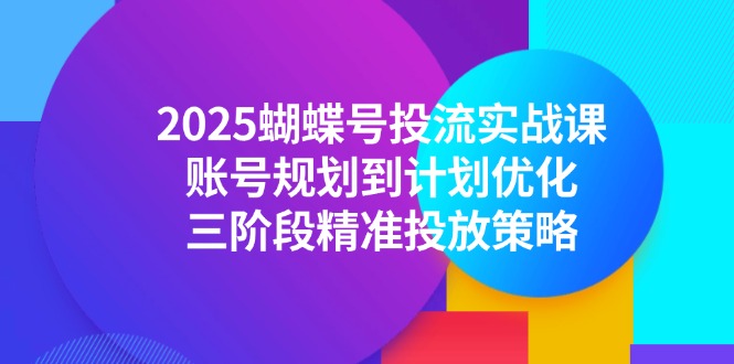 2025蝴蝶号投流实战课，账号规划到计划优化，三阶段精准投放策略-117资源网