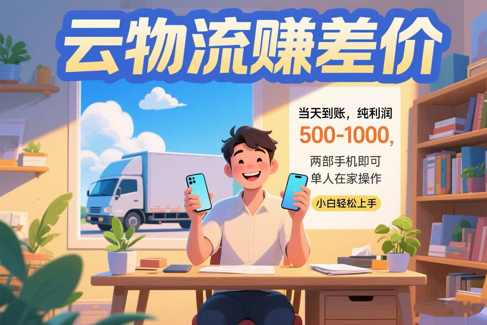 云物流赚差价 当天到账纯利润500-1000 两部手机即可 可单人在家操作 小…-117资源网