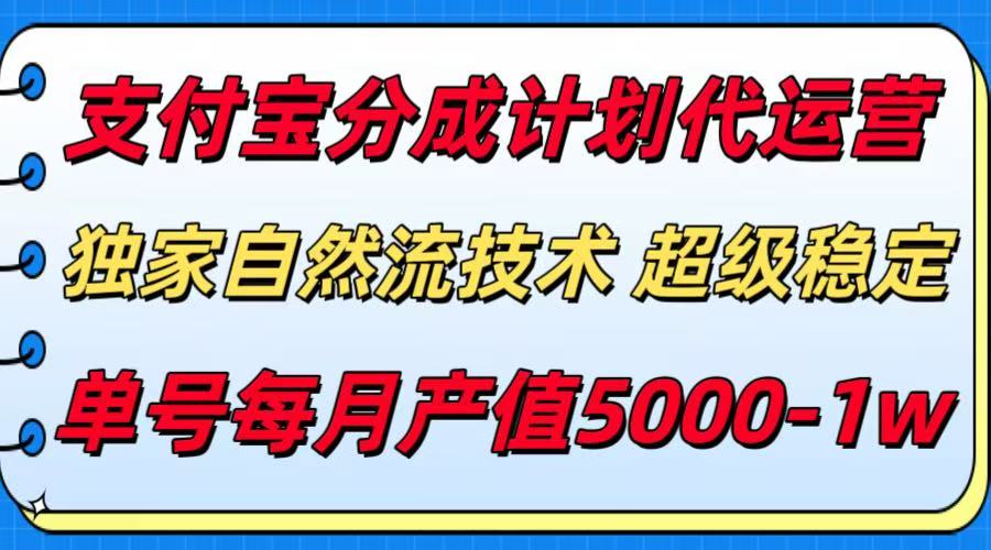 支付宝分成计划代运营，独家自然流技术，收益稳定，单号月产5000＋-117资源网