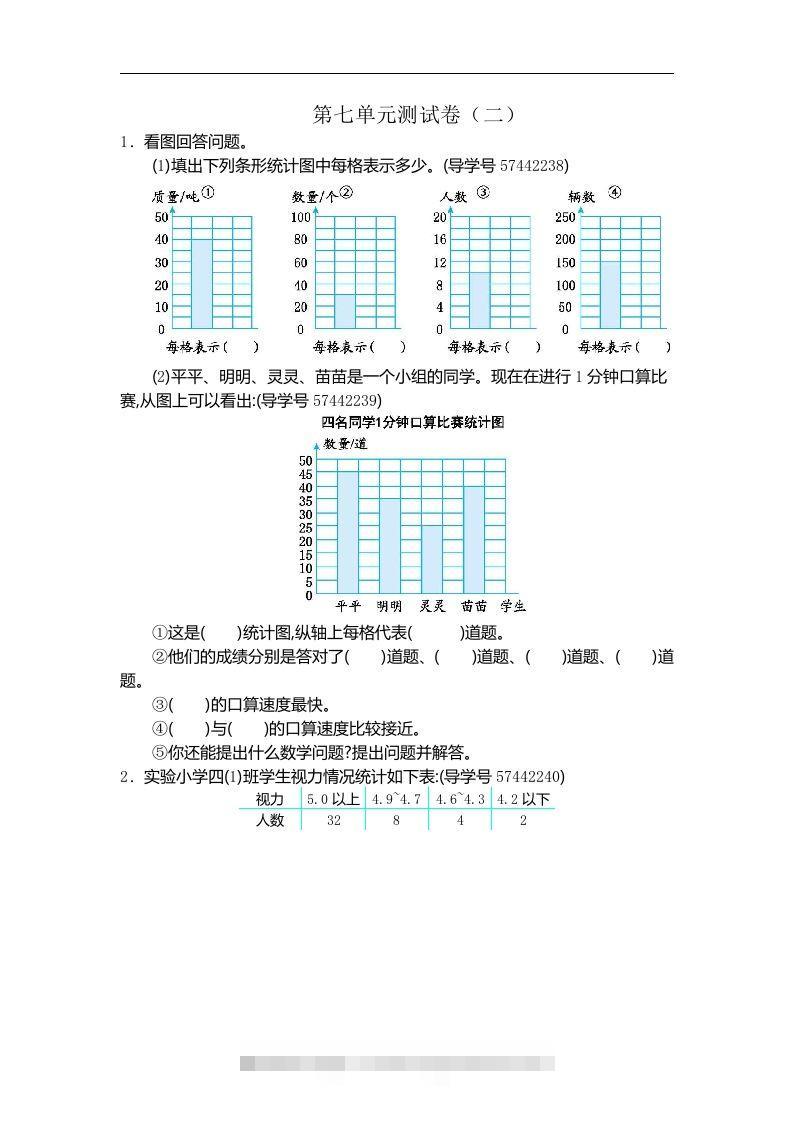 四（上）人教版数学第七单元测试卷.2-117资源网